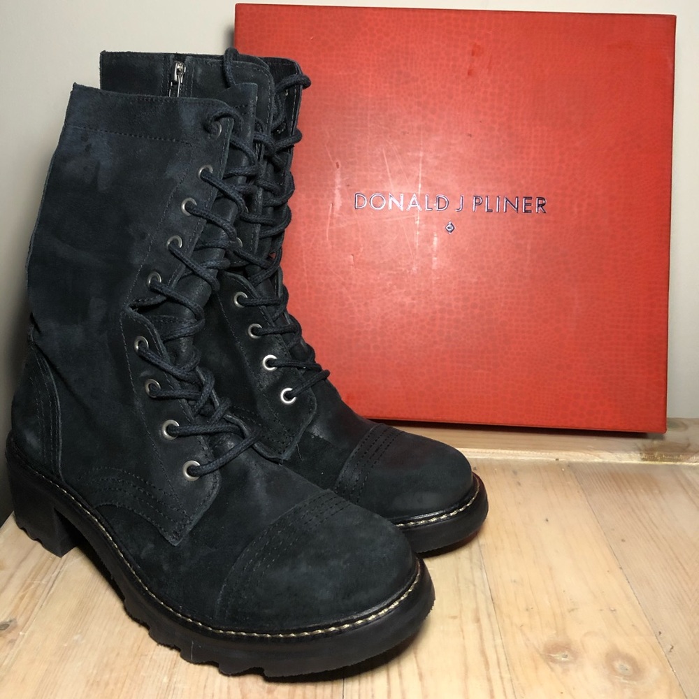 Donald J Pliner Black Combat Boots Size 9